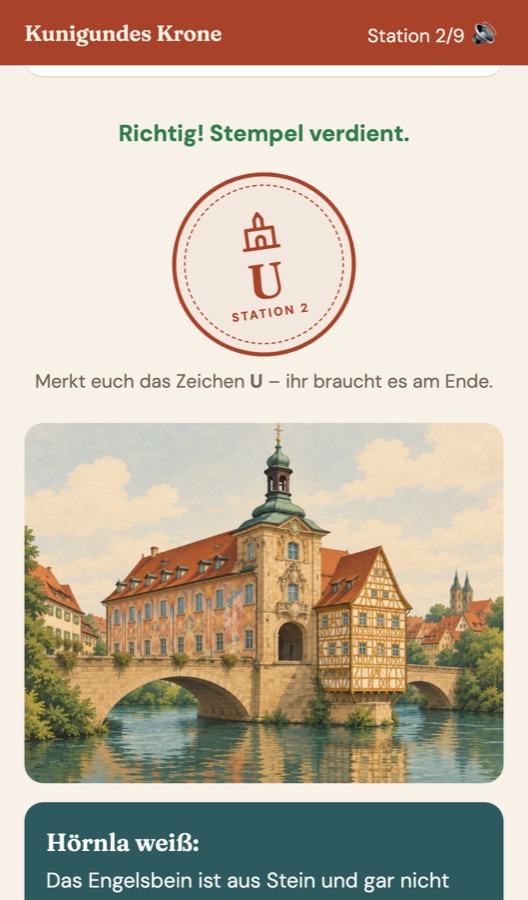 Stempel und Illustration nach dem Lösen